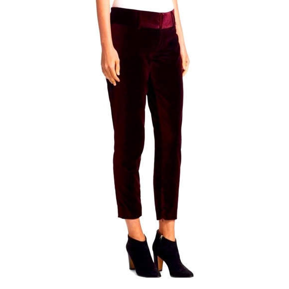Alice & Olivia Stacey Slim Velvet Ankle Pants In Merlo - Picture 6 of 16
